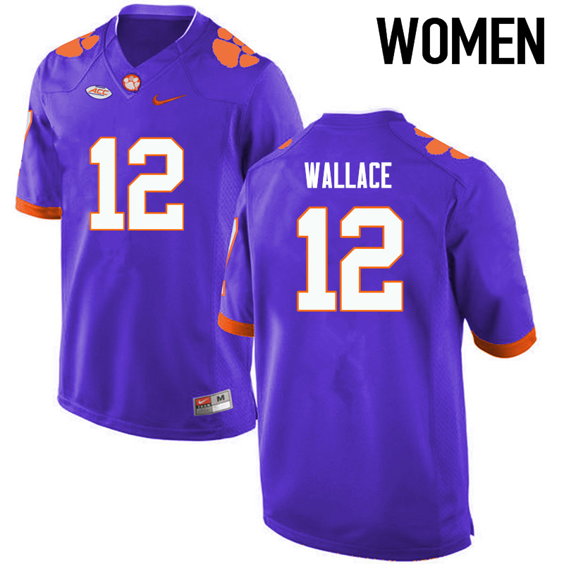 Women Clemson Tigers #12 KVon Wallace College Football Jerseys-Purple